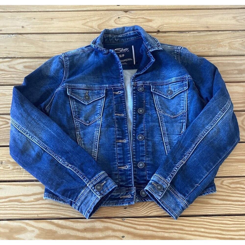 Silver Jeans Denim Jacket Size Small Women’s Blue Button Front - Picture 1 of 8